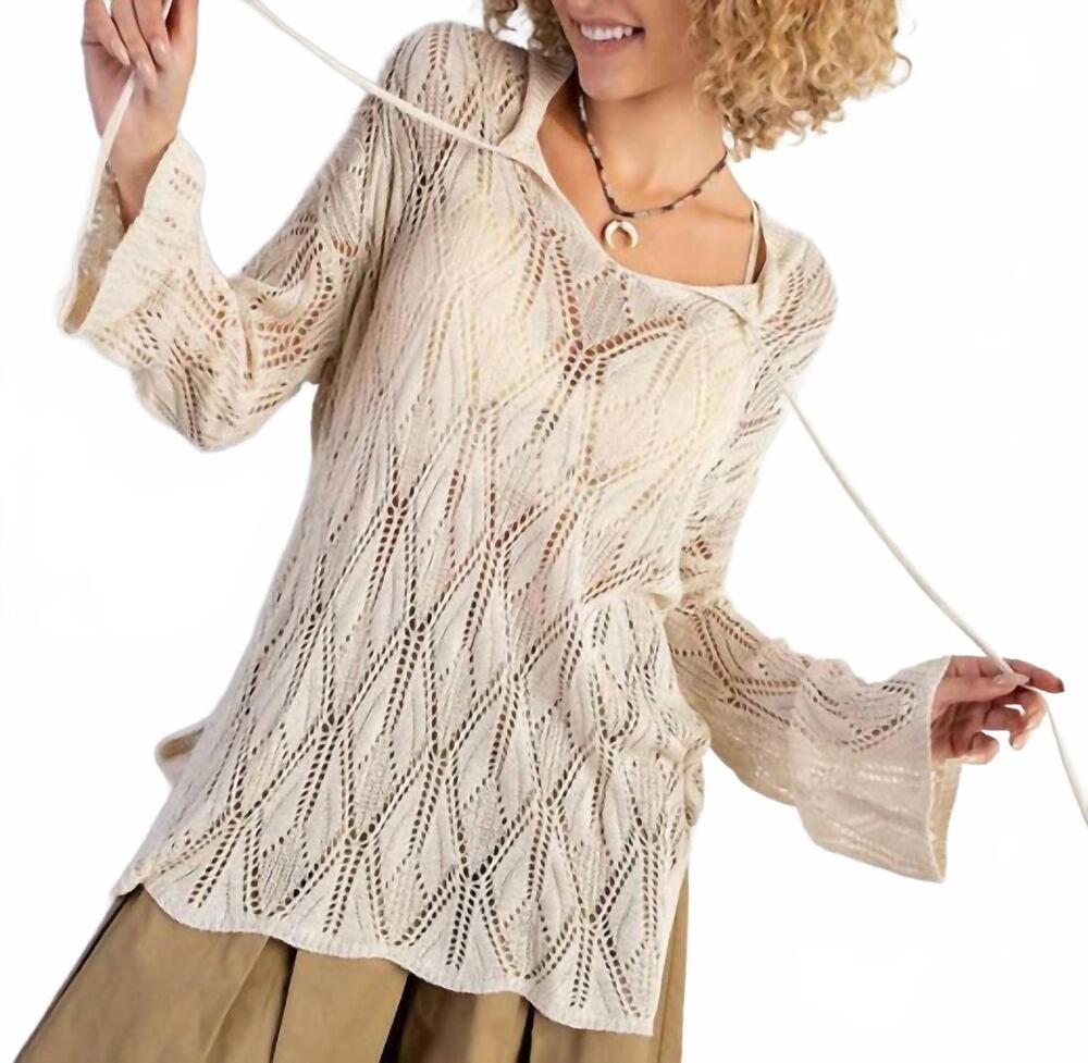 NEW EASEL leaf whisper knot top in natural
